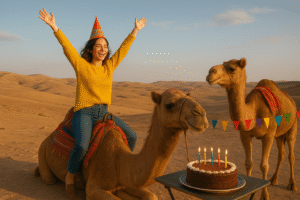 birthday in Marrakech desert Agafay